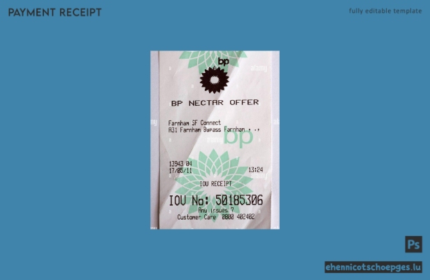 Beispiel einer Zahlungsbestätigung für das BP Nectar-Prämienprogramm